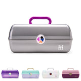 Caboodles OnTheGo Girl Makeup Box, Silver Sparkle, Hard Plastic Makeup Organizer Box, BuiltIn Mirror, Secure Latch for Safe T