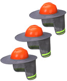 UNCO- Hard Hat Sun Shield, 3 Pack, Grey, Full & Standard Brim Mesh Sunshade High Visibility Reflective, Hard Hat Accessories