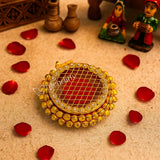 Trendifly Golden Metal Ghungroo Round Gold Silver Coin Cash Shagun Box | Decorative Ring Coin Sikka Storage Box | Wedding Pooja
