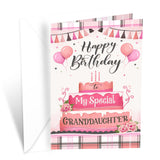 Prime Greetings Granddaughter Birthday Card, Made in America, Eco-Friendly, Thick Card Stock with Premium Envelope 5in x 7.75in,