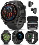 Wearable4U Garmin Fenix 8 - 43 mm Sapphire, AMOLED Multisport GPS Smartwatch, Carbon Gray DLC Titanium with Black/Pebble Gray Si