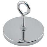 Master Magnetics Ceramic Round Base Magnet with Eyebolt Pack - Heavy-Duty Strong Magnets - 200 lb Pull Each - Chrome-Plated - 4.