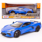 Motormax 2020 Chevrolet Corvette C8 Stingray Blue Metallic Timeless Legends 1/24 Diecast Model Car 79360, unisex