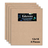 Eduway 12X18 Inch Mdf Board Wood Sheet For Mandala , Lippan, Resin Art & Craft, 4Mm Thick, Pack Of 4 - Premium Cardboard Materia