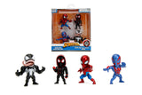 Jada SpiderMan 2.5 Metalfigs 4 Pack Classic SpiderMan, Miles Morales Hoodie, Venom, SpiderMan 2099 Collectible Figures,