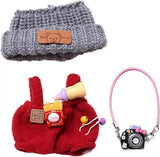 Designer Clothes for 15cm/17cm Lebubu Dolls, Premium Lububu Doll Knit Outfit Accessories with Red Sweater Overall, Black Camera