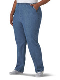 chic classic collection womens Plus Stretch Elastic Waist Pullon Pant Jeans, Destruction Blue Denim, 26 US