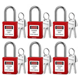 BOZZYS Lockout Tagout Locks 6-Pack|OSHA Red Loto Locks Keyed Different|2 Keys/Lock for Industrial Machinery & Electrical Panels|