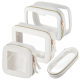 4 Pcs Leather Clear Makeup Bags Set for Women Travel Clear Cosmetic Case Toiletry Bags with Zipper Makeup Brush Case Waterproof