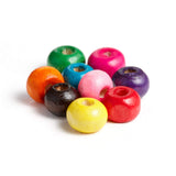 1000 Multicolor Round Wood Beads 6mm x 5mm with 2mm Hole