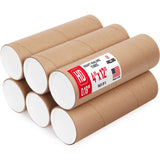 4 x 12 Heavy Duty Reinforced Kraft Paper Mailing Tube, Pack of 6 Tubes with 12 Caps - Secure USPS Approved Poster Tube - Made in
