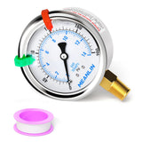MEANLIN MEASURE 0~200Psi Liquid Filled Pressure Gauge 1/4 NPT 2.5 FACE DIAL Stainless Steel Glycerin Filled WOG Water Oil Air Lo