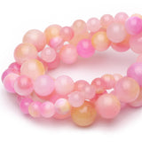 Chicager 6mm Natural Stone Beads for Jewelry Making,Pink Yellow Jade Polished Smooth Round Gemstone Beads for Bracelet Necklace