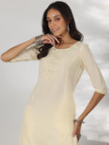 Libas Women'S Cotton Yoke Design Straight Kurta (37221_Off White Off White S