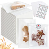 Fullhawl 360 Pcs White Sealable Heat Bakery Cookie Bags with Window 5.1x7.5 Inch Grease Resistant Kraft Bakery Pastry Bags with