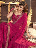 Satrani Womens Pure Georgette Saree (3252S589N_Rani Pink4)
