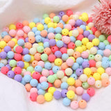 HERZWILD 300 Pcs Rainbow Beads Round Matte Beads 12 mm Colourful Acrylic Beads Colored Art Pearls for Jewellery Making, DIY Neck