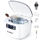 GiveBest Ultrasonic Jewelry Cleaner, 45kHz Professional Ultrasonic Cleaner with 25oz Stainless Steel Tank, 5 Cleaning Modes & Ti