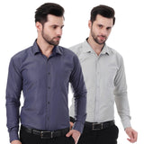 Xjarvis Austin Men'S Cotton Blend Shirt |Slim Fit Formal Shirt With Pocket |Plain | Long Sleeve Spread Collar | Casual Wear Regular Fit Shirt Pack Of 2 (Slate Blue Slate Grey 2Xl),Slate Blue, Slate Gr,2,B0F59SNZ5W
