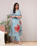 Gosriki Women'S Rayon Viscose Straight Printed Kurta With Pant (Susan Sky-Vks01-Gs_5Xl_Sky Blue_Xxxxx-Large),Sky Blue,5,B0DT76BCQ7