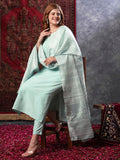Anni Designer Women'S Rayon Blend Solid Straight Kurta With Pant & Dupatta (Pragya See Green-Vks01_S_See Green_Small),See Green,S,,,