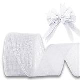 JaoZuyard White Burlap Ribbon 2 inch X 10 Yard Natural Burlap Woven Ribbons DIY Handmade Edging Production Wreath Holiday Decora