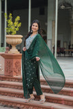 Gosriki Women'S Cotton Blend Straight Printed Kurta With Pant & Dupatta (Sawre Green-Gs_S_Green_Small),Green,0,B0CQPHLK2Q