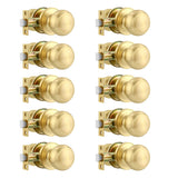 Karlstone 10 Pack Passage Door Knobs - Polished Brass Classic Round Gold Door Knobs for Hallway & Closet Doors