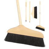 Mikikit Horsehair Broom with Long Handle Soft Bristle Sweeper Wooden Broom Indoor for Hardwood Floors Carpets Home Kitchen Offic