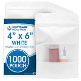 Spartan Industrial - 4 X 6 White Resealable Stand-Up Pouches - Pack of 1000 Small Smell-Proof Food Pouch Bags for Packaging, Pet