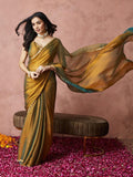 Gosriki Women'S Silk Blend Hand Work Saree With Unstitched Blouse Piece (Ayaat Gold-Vks01-Gs_Free Size),Gold,,B0DY61WKT5