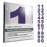 iSYFIX Purple Vinyl Numbers Stickers - 6 Inch Self Adhesive (2 Sets)- Premium Decal Die Cut and Pre-Spaced for Mailbox, Signs, W