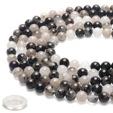 70PCS Natural 8MM Healing Gemstone, Black Rutilated Quartz Energy Stone Round Loose Beads, Semi-Precious Crystal Beads with Free