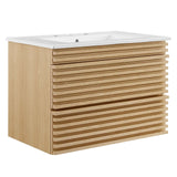 Modway Render 30 WallMount Bathroom Vanity in Oak White