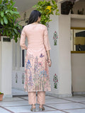 Gosriki Women'S Cotton Blend Printed Straight Kurta With Pant & Dupatta (Rml Peach-Gs_M_Peach_Medium),Peach,,B0D3QRG7S8