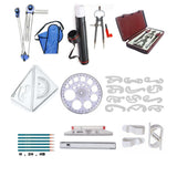 DUSHALA Mini drafter, sheet holder, geometry box, pro circle, set squares, drawing board clips, Roller scale, long scale, French