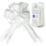 Allgala 10-PC 8 Inch Jumbo 2.5 Inch (6.4CM) Width Organza Ribbon Pull Flower Bow for Gift Wrapping Baskets Wedding D cor - Whit