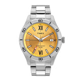 Timex Analog Watch For Men With Yellow Dial & Silver Stainless Steel Bracelet Band - Water Resistant Men'S Wrist Watches -Tweg29
