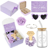 HOMENERGY 9 Pcs Bridesmaid Proposal Gifts Maid of Honor - Will You Be My Maid of Honor Kit with Elegant Box Jewelry Box Glass Cu