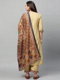 Anni Designer Women'S Cotton Straight Solid Kurta With Palazzo & Dupatta (Reema Beige-Jan15_Xl_Beige_X-Large),Chiku,XL,Cotton Blend,Regular,Dupatta