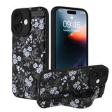 Ufbara Compatible with iPhone 17 Case for Women Men, Cute White Flower Floral Pattern, Built in Adjustable Metal Wrist Strap Gri