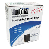 BlueCollar Drawstring Trash Bags, 13 gal, 0.8 mil, 24 x 28, White, 40 Bags/roll, 2 Rolls/Box