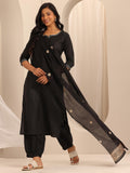 Libas Women'S Silk Blend Solid Kurta Set (39056_Black Black Xs