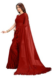 Glory Sarees Womens Ruffle Saree Lycra Fabric With Blouse Piece (Frill_Saree101_Maroon_Maroon)