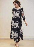 Gosriki Women'S Cotton Blend Straight Printed Kurta With Pant (Lanka-Black-Nk-Gs_Xl_Black_X-Large),Black,,B0D5VKM7S5