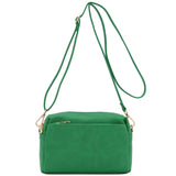 FashionPuzzle Triple Zip Small Crossbody Bag (Kelly Green)