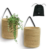 Textile And Beyond Jute Rope Storage Basket Set Of 2 Multipurpose Hanging Planter, Laundry Bag, Toy Organizer & Gift Hamper Fo