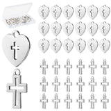 BENBO 100Pcs Silver Religious Beads Mini Cross Beads Heart Shaped Religious Beads Mini Metal Beads with Box for DIY Bracelet Nec