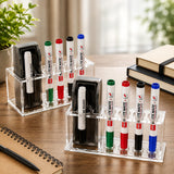 Dime Acrylics Transparent Acrylic Whiteboard Marker & Duster Stand | 5 Compartments | Holds 4 Marker Pens & 1 Duster | Wall Moun