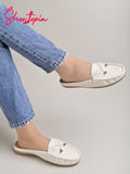Shoetopia Smart Casual White Loafers For Girls-Eu39,Bronze,6,B0D5HGKXK7
